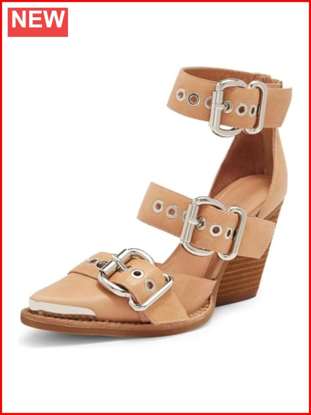 Women's Chunky Heel Wedge Sandals Pointed Toe Buckle Strap Dress Pumps